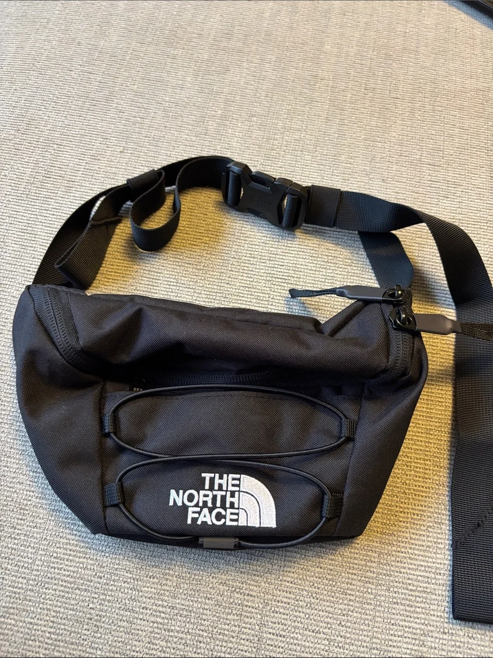 The North Face Black Belt Bag with White Logo